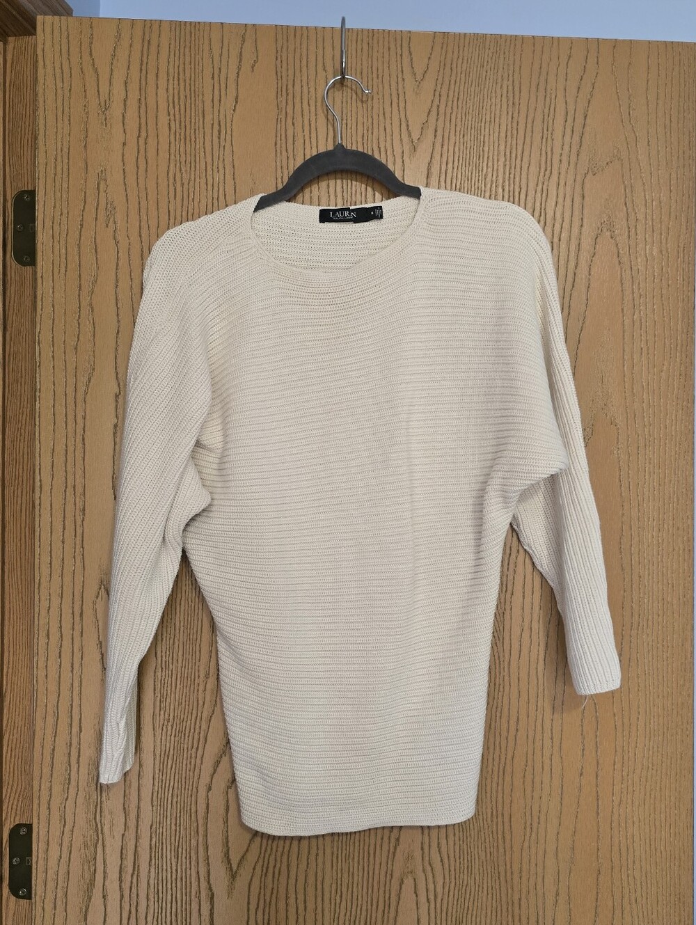 Ralph Lauren Cream Ribbed Crew Neck Sweater